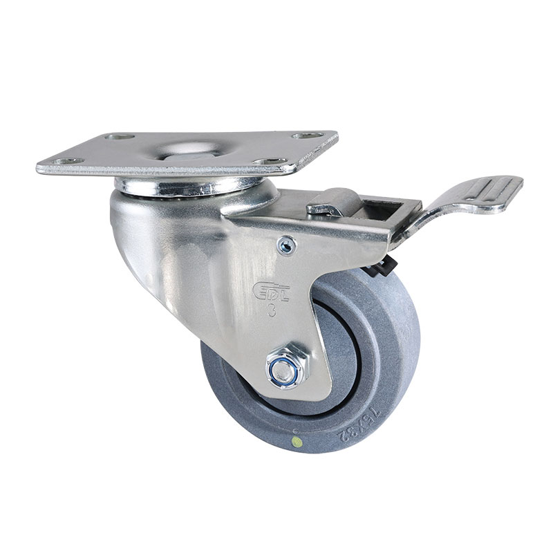 EDL Medium 3'' 90kg Plate Brake TPE Conductive Caster 50123L-C573-57