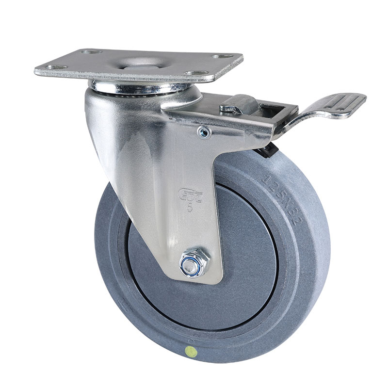 EDL Medium 5'' 130kg Plate Brake TPE Conductive Caster 50125L-C575-57