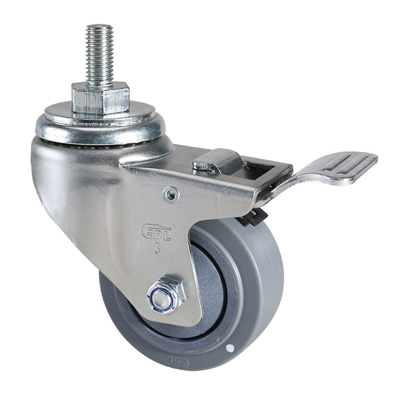 EDL Anti-electrostatic Medium 3'' 90kg Threaded Brake TPE Caster 50143L/M12X25-A573-57