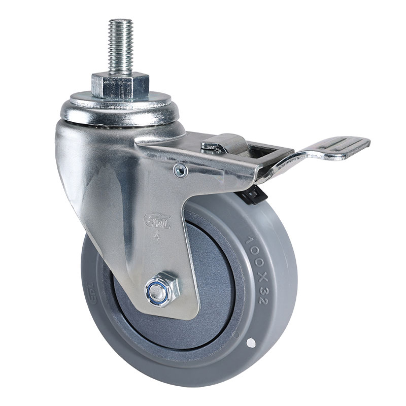 EDL Anti-electrostatic Medium 4'' 110kg Threaded Brake TPE Caster 50144L/M12X25-A574-57