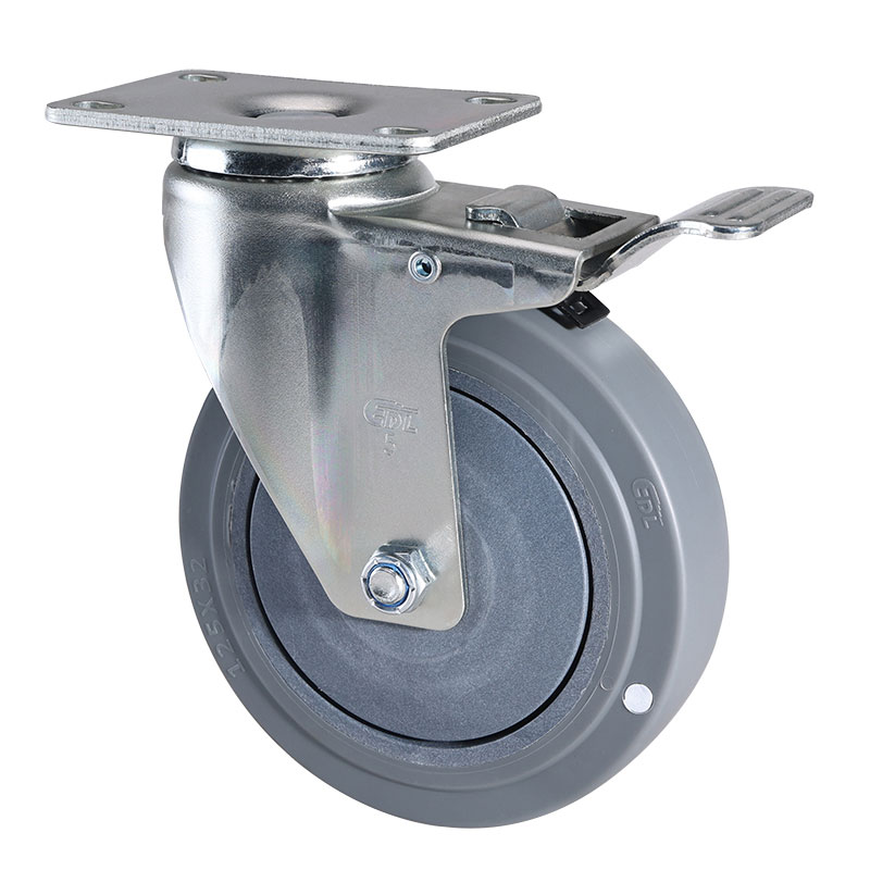 EDL Anti-electrostatic Medium 5'' 130kg Plate Brake TPE Caster 50125L-A575-57