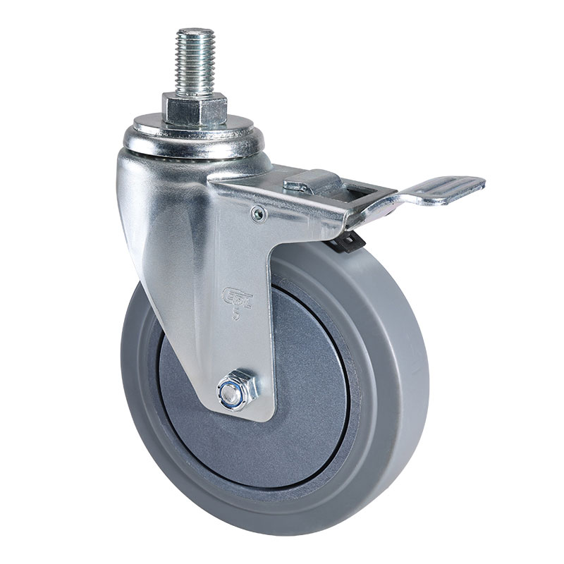 EDL Anti-electrostatic Medium 5'' 130kg Threaded Brake TPE Caster 50145L/M16X25-A575-57