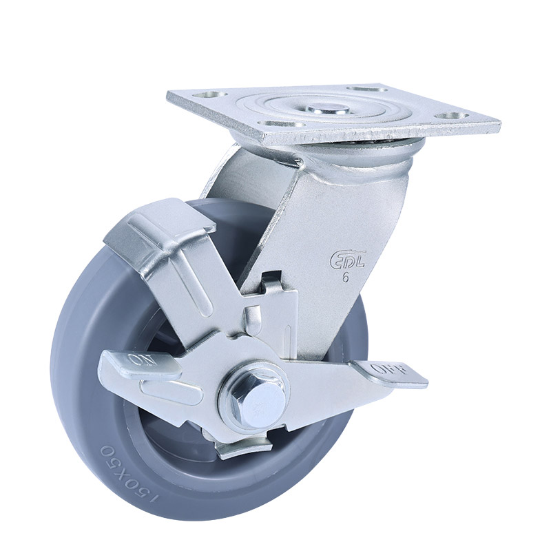 EDL Heavy 6'' 350kg Plate Side Wheel Brake TPE Caster 73126C-736-56/C