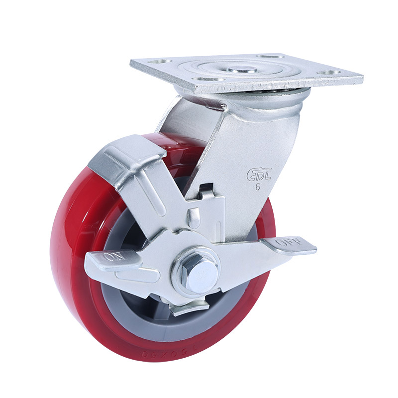 EDL Heavy 6'' 420kg Plate Side Wheel Brake TPU Caster 73126C-736-86/C