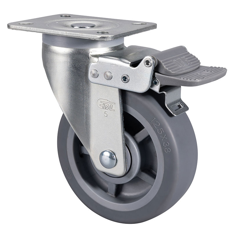 EDL Medium 5" 200kg Plate Brake TPE Caster 66125H-665-56