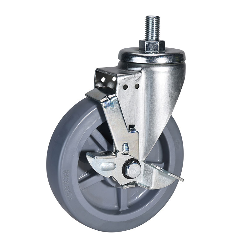EDL Medium 6" 220kg Threaded Side Wheel Brake TPE Caster 66146C-666-56/C