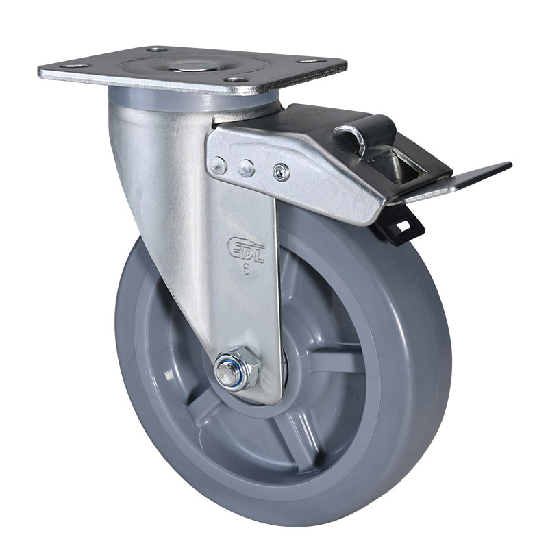 EDL Medium 6" 220kg Plate Iron Dual Brake TPE Caster 66126L-666-56