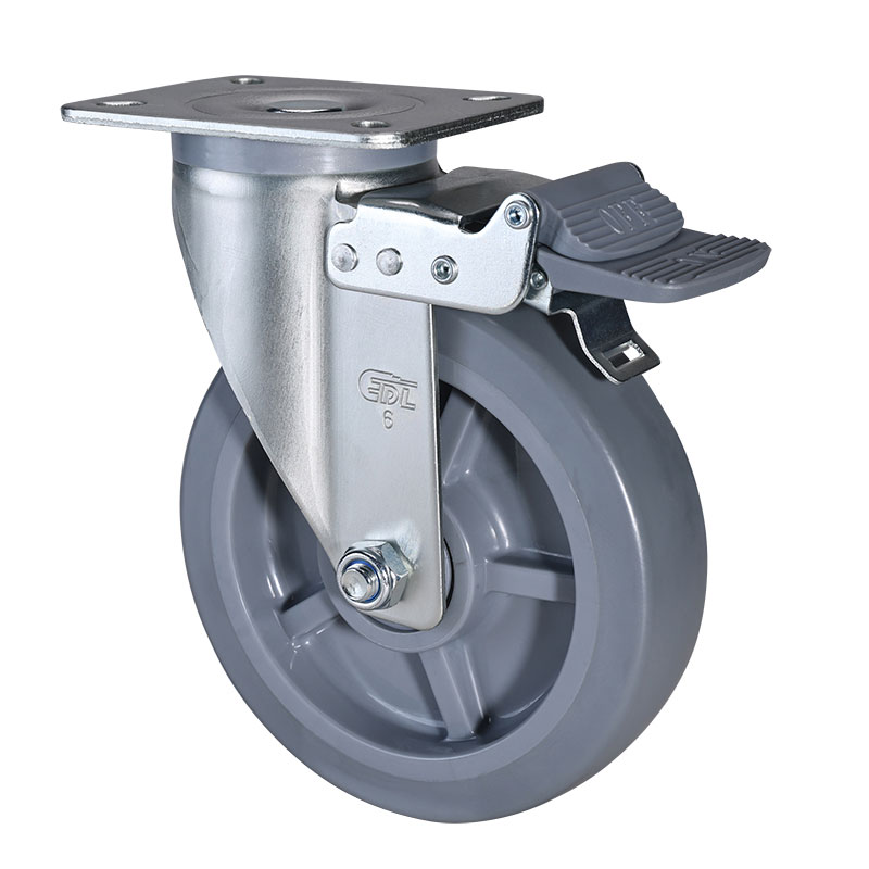 EDL Medium 6" 220kg Plate Brake TPE Caster 66126H-666-56