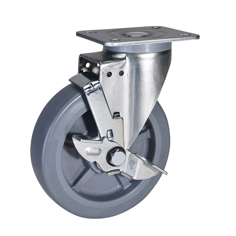 EDL Medium 6" 220kg Plate Side Wheel Brake TPE Caster 66126C-666-56/C