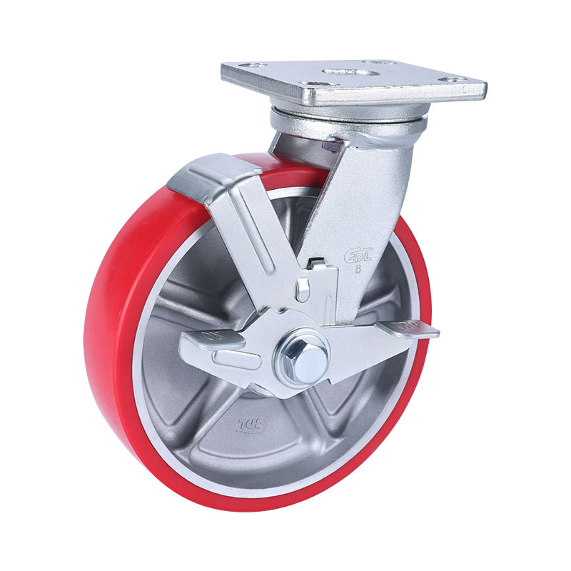 EDL Heavy 8" 800kg Plate Side Wheel Brake TPU Caster 78128C-788-86A/C