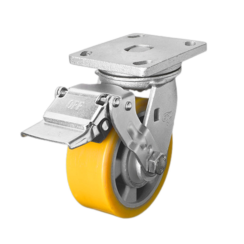 EDL Heavy 5" 700kg Plate Iron Wheel Brake TPU Caster 78125E-775-86A/E