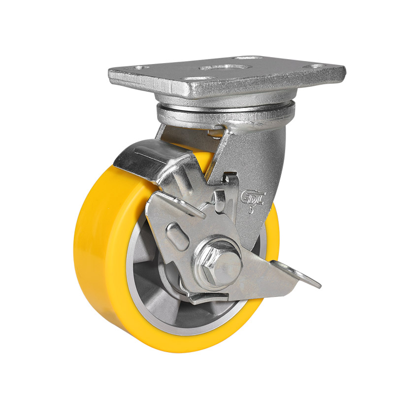 EDL Heavy 5" 700kg Plate Side Wheel Brake TPU Caster 78125C-775-86A/C