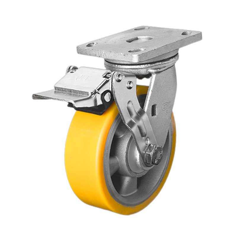 EDL Heavy 6" 750kg Plate Iron Wheel Brake TPU Caster 78126E-776-86A/E