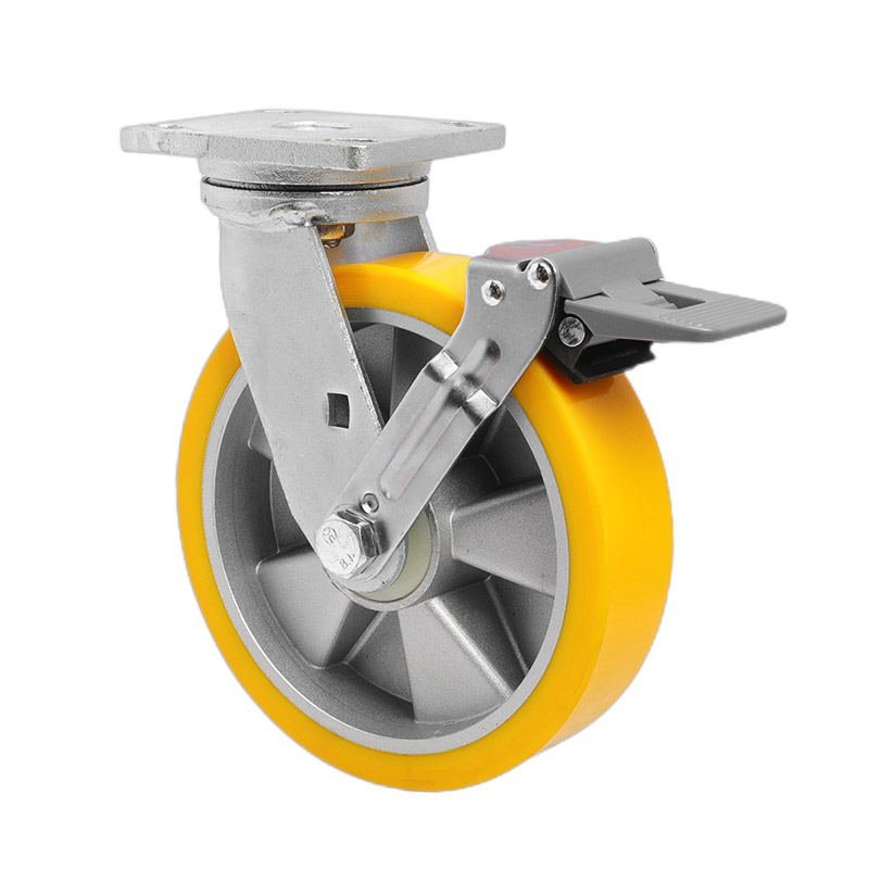EDL Heavy 8" 800kg Plate Plastic Wheel Brake TPU Caster 78128F-778-86A/F