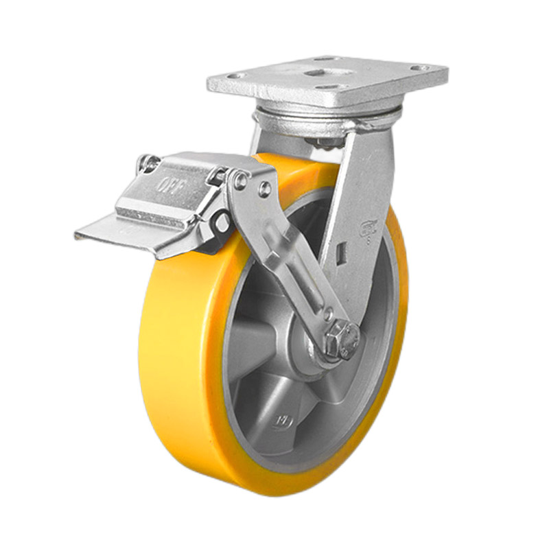 EDL Heavy 8" 800kg Plate Iron Wheel Brake TPU Caster 78128E-778-86A/E