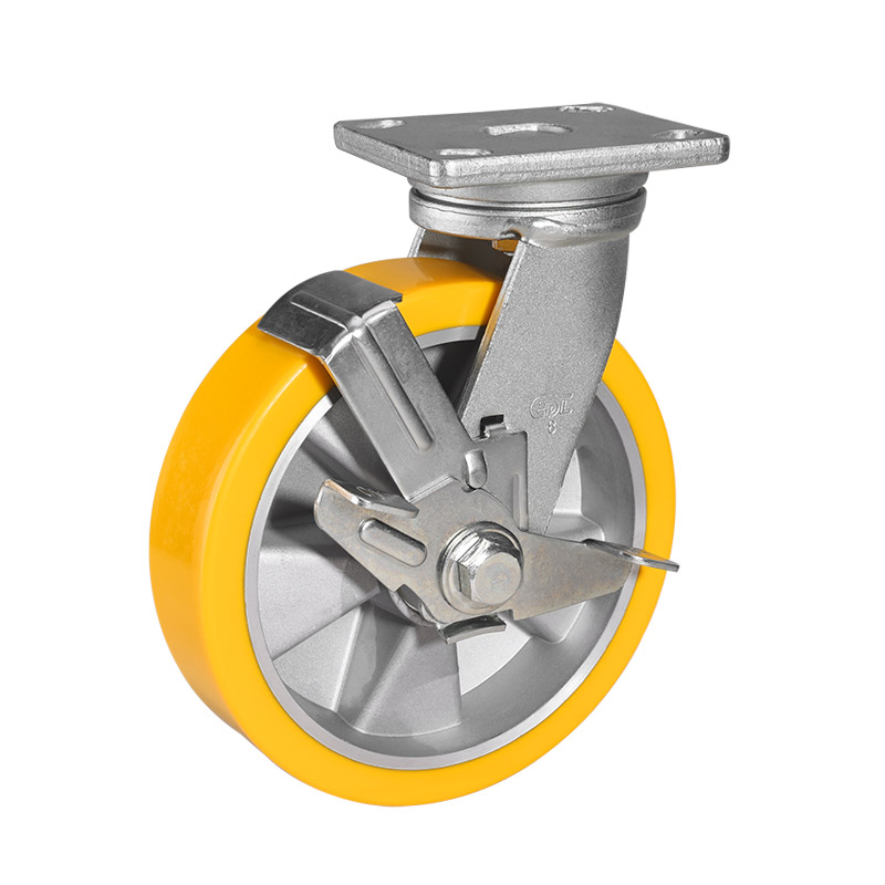 EDL Heavy 8" 800kg Plate Side Wheel Brake TPU Caster 78128C-778-86A/C