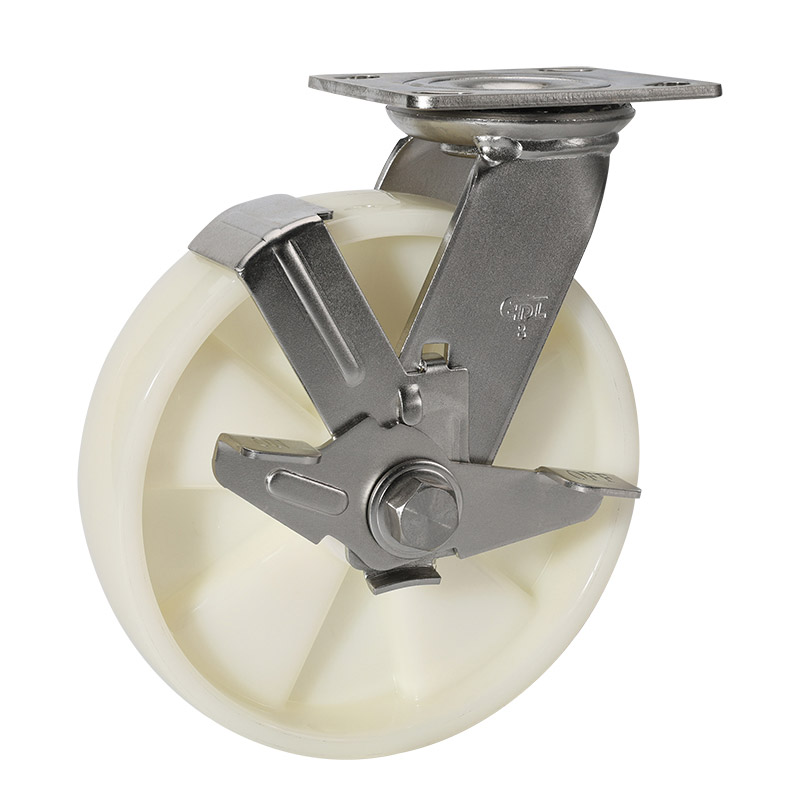 EDL Stainless Steel Heavy 8'' 450kg Plate Side Wheel Brake TPA Caster S75728C-S758-25/C