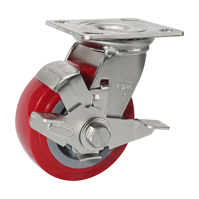 EDL Stainless Steel Heavy 5'' 350kg Plate Side Wheel Brake TPU Caster S75725C-S755-85/C