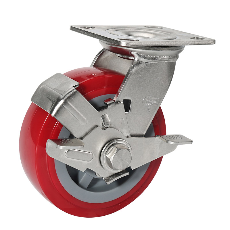 EDL Stainless Steel Heavy 6'' 380kg Plate Side Wheel Brake TPU Caster S75726C-S756-85/C