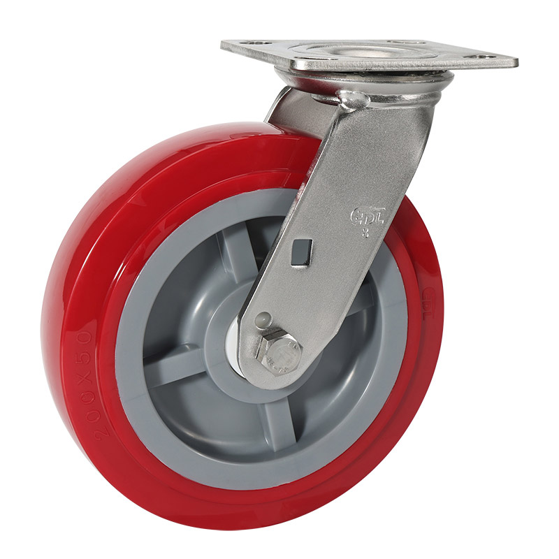 EDL Stainless Steel Heavy 8'' 420kg Plate Swivel TPU Caster S75718-S758-85