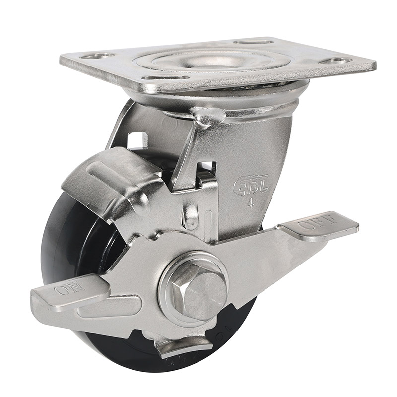 EDL Stainless Steel Heavy 4'' 320kg Plate Side Wheel Brake PU Caster S75724C-S754-65/C