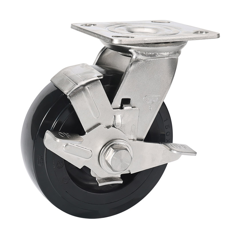 EDL Stainless Steel Heavy 6'' 380kg Plate Side Wheel Brake PU Caster S75726C-S756-65/C