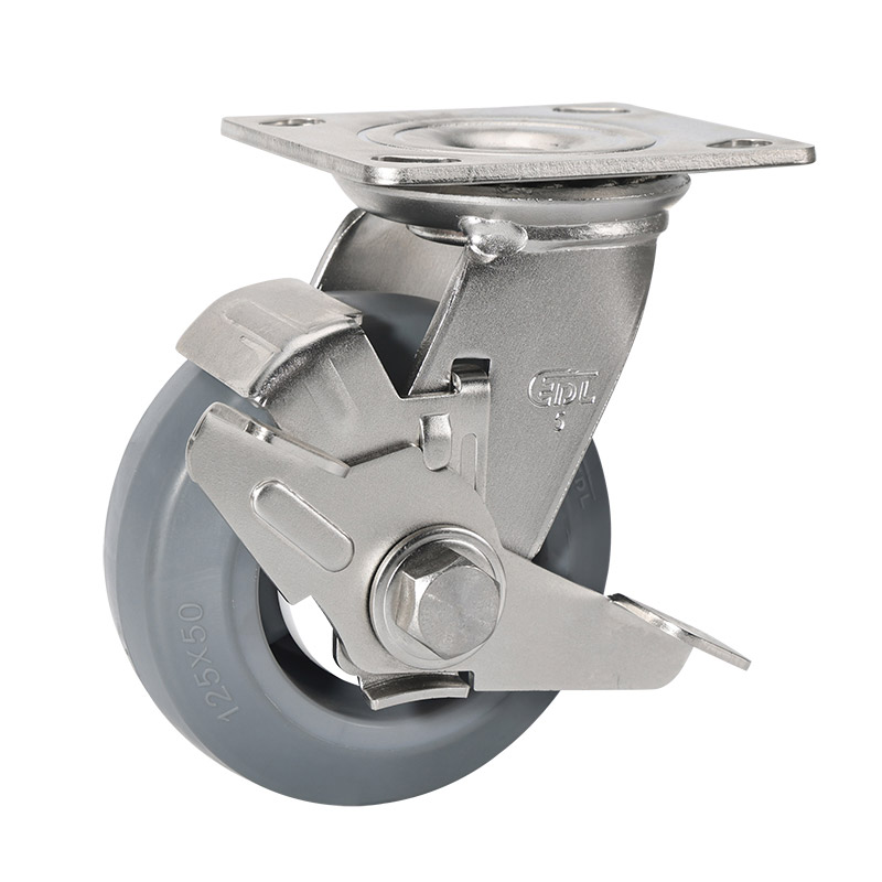 EDL Stainless Steel Heavy 5'' 300kg Plate Side Brake TPE Caster S75725C-S755-55/C