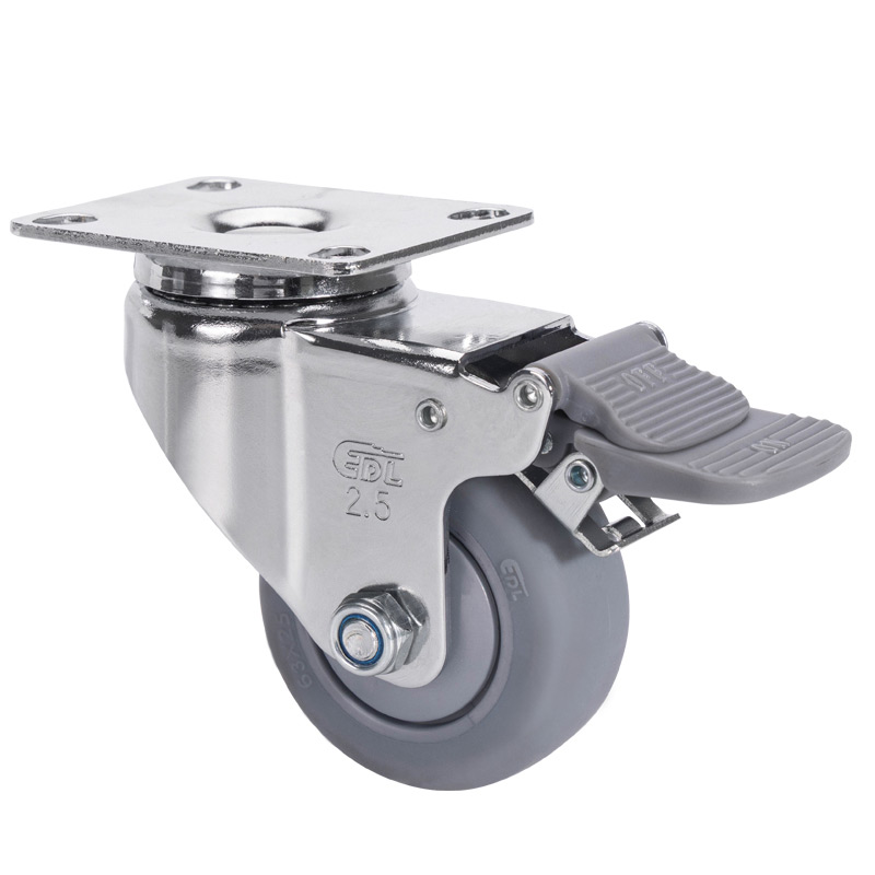 EDL Light 2.5'' 70kg Plate Plastic Dual Brake TPE Caster 372225H-3725-57